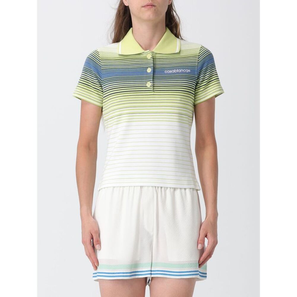 Casablanca Women Striped Cotton Polo Shirt Casablanca With Contrast Logo
